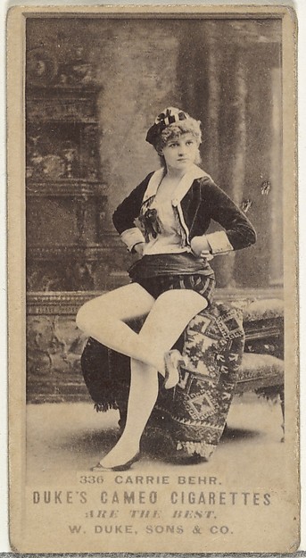 W. Duke, Sons & Co., Card Number 336, Carrie Behr, from the Actors and Actresses series (N145-5) issued by Duke Sons & Co. to promote Cameo Cigarettes