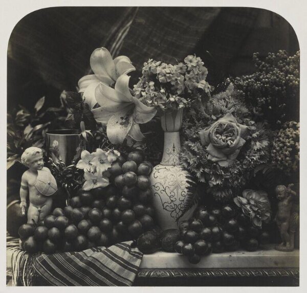Fenton, Roger, Still life with vase, flowers and fruit