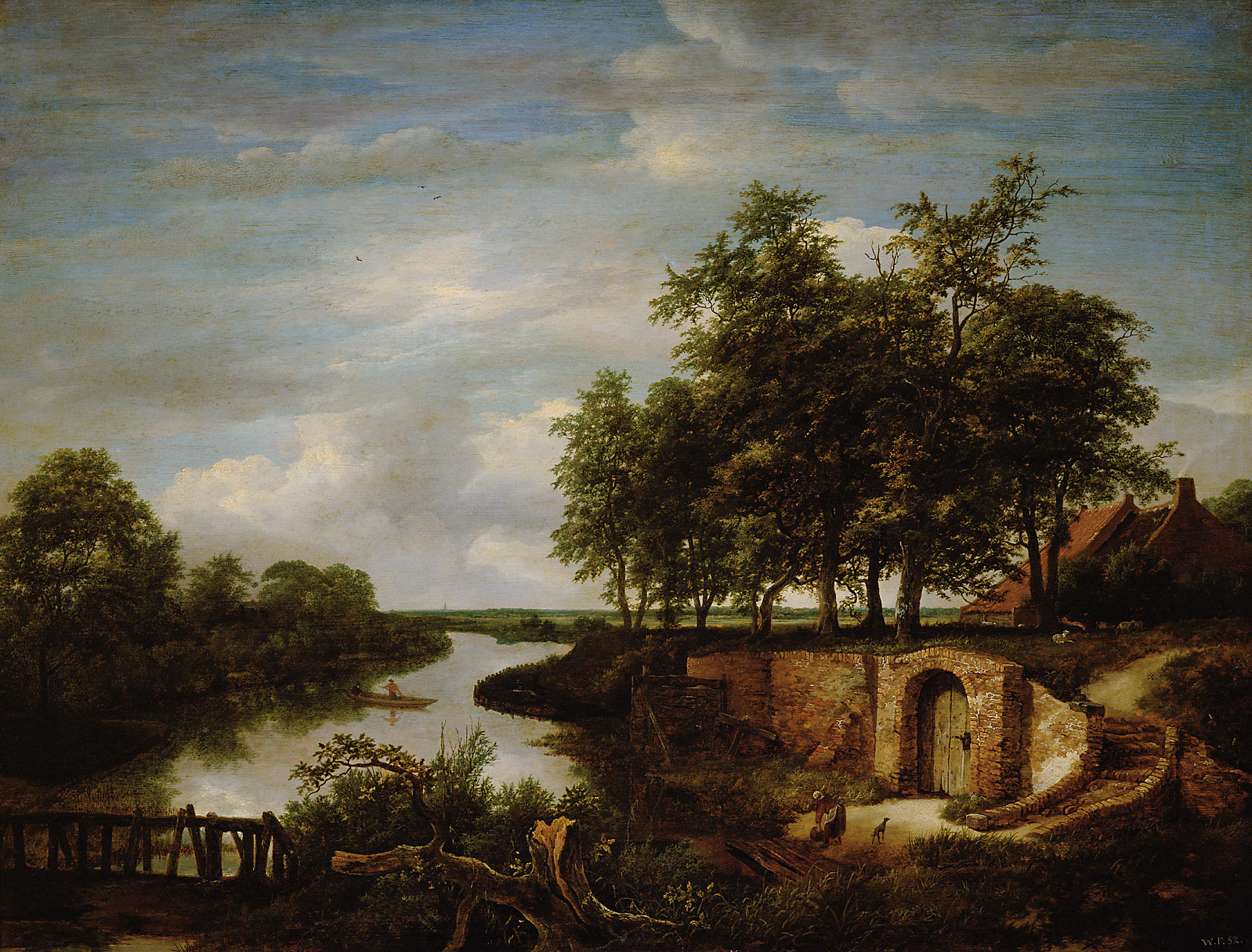 Jacob van Ruisdael, Landscape with river and cellar entrance