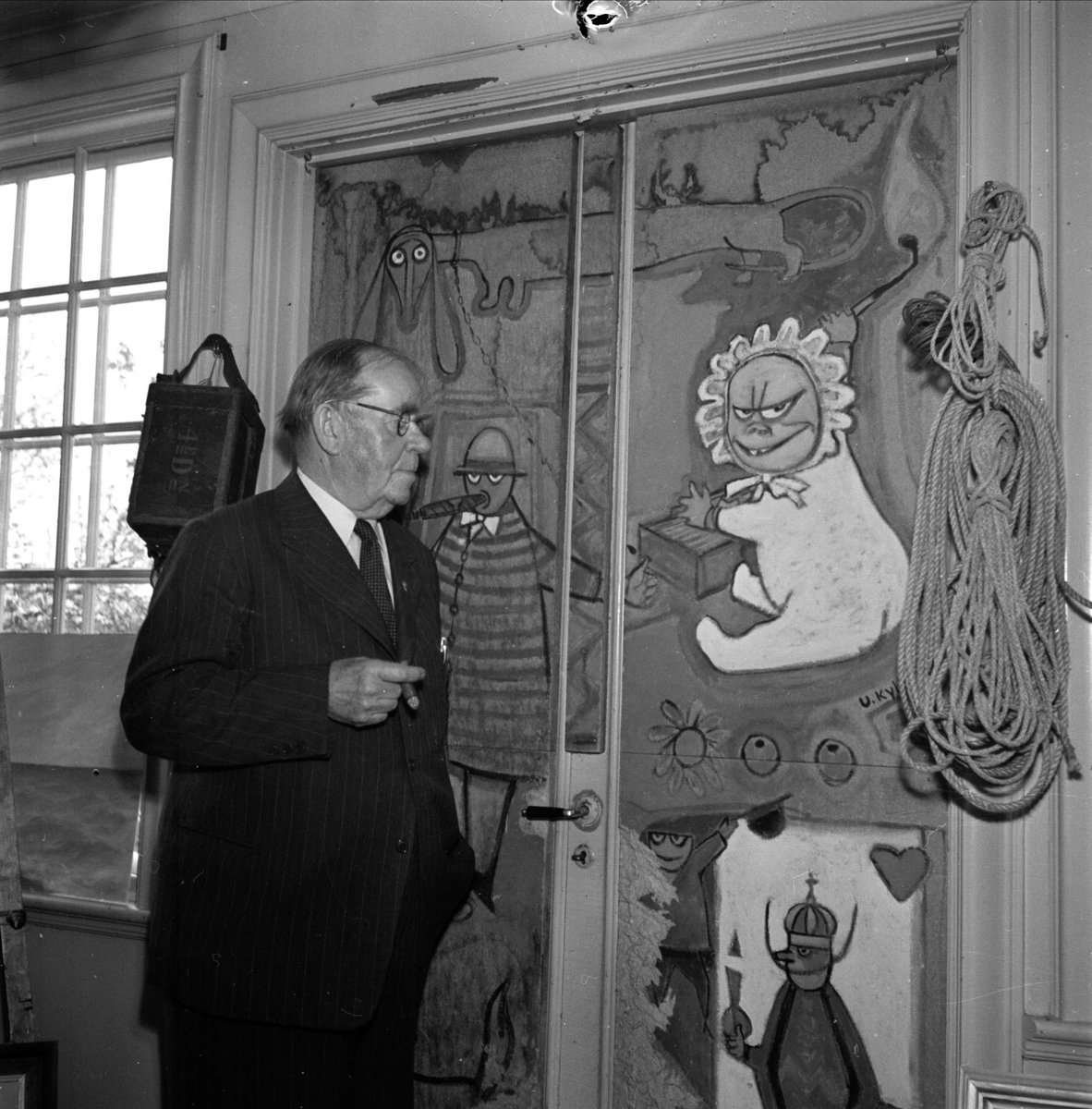 Uppsala-Bild, Brandkapten Fredrik Kylberg 75 år 1952, sannolikt Uppsala