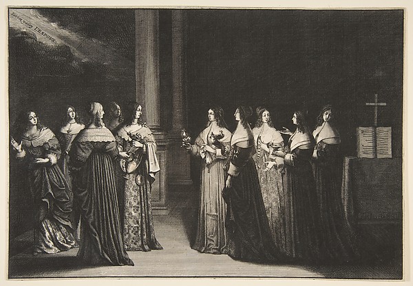 Abraham Bosse, The Wise Virgins Refuse Oil to the Foolish Virgins