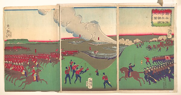 Tsukioka Yoshitoshi, Illustration of Cavalry, Infantry and Soldiers Retreating (Kiheitai, hoheitai, daichōren no zu)