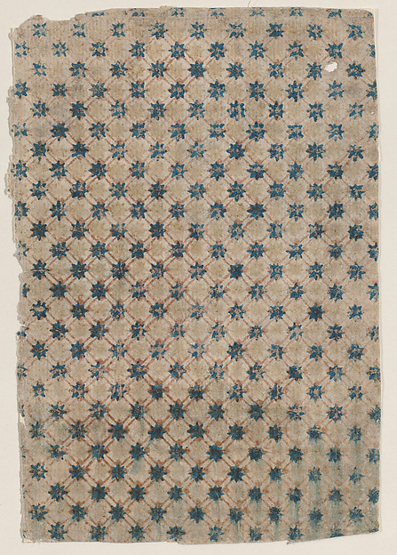 Anonymous, Sheet with overall grid pattern with stars