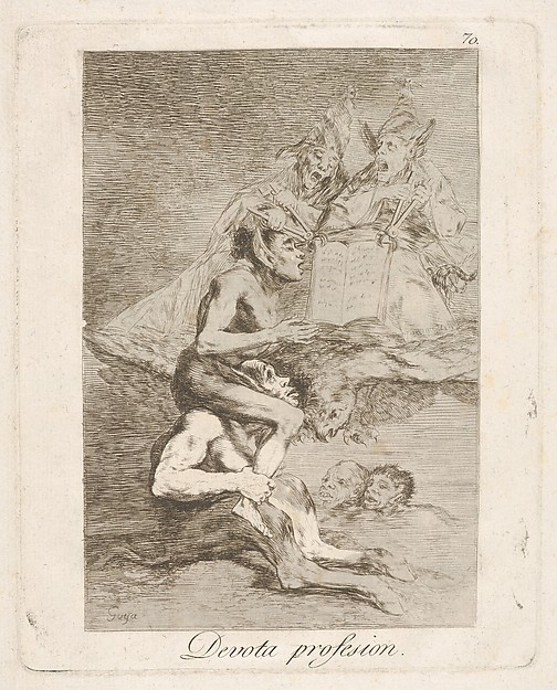 Goya (Francisco de Goya y Lucientes), Plate 70: Devout Profession (Devota Profesion), from "Los Caprichos"