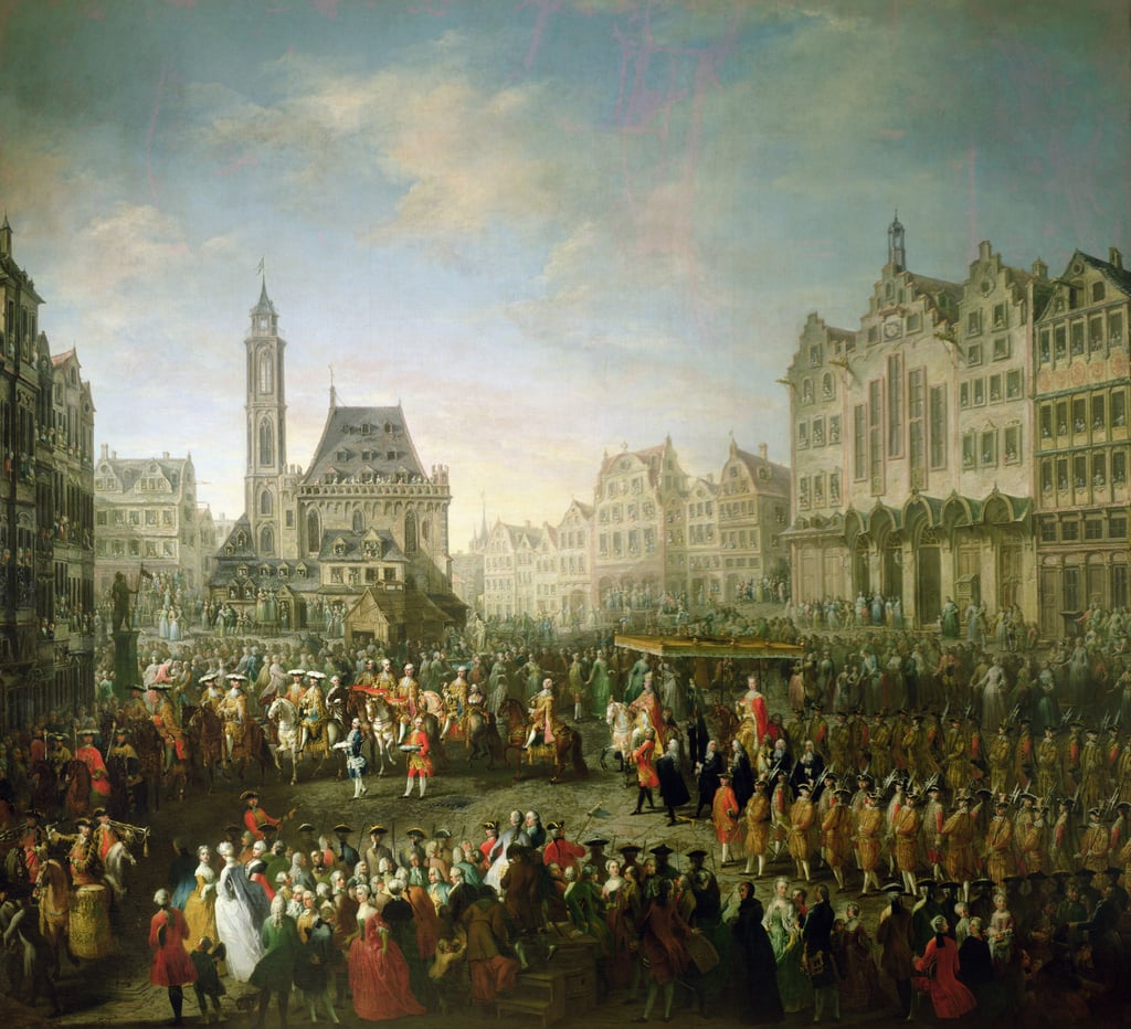Martin van Meytens, The coronation procession of Joseph II at the Römerberg in Frankfurt am Main