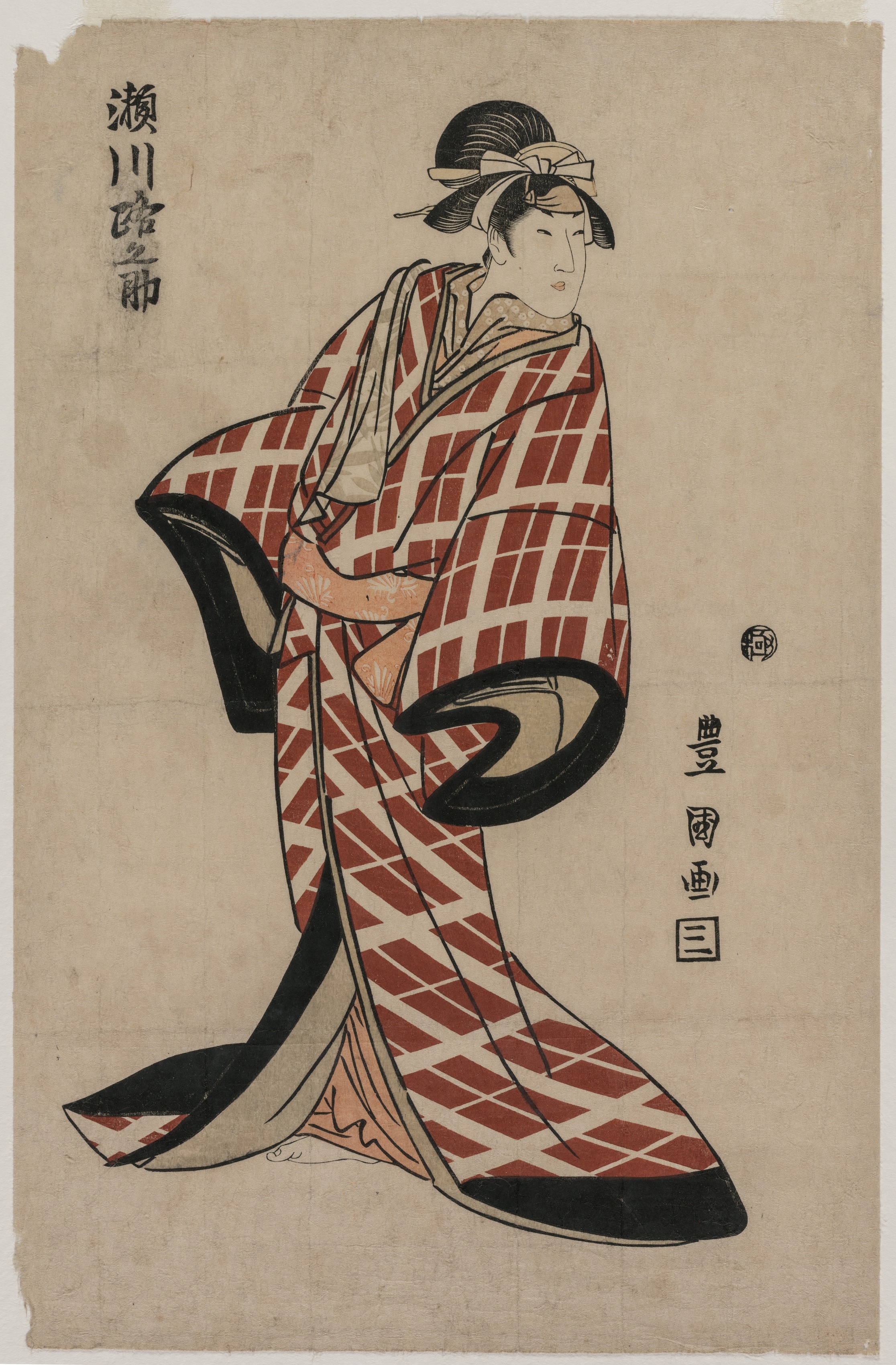 Utagawa Toyokuni, Segawa Michinosuke Wearing a Padded Plaid Robe