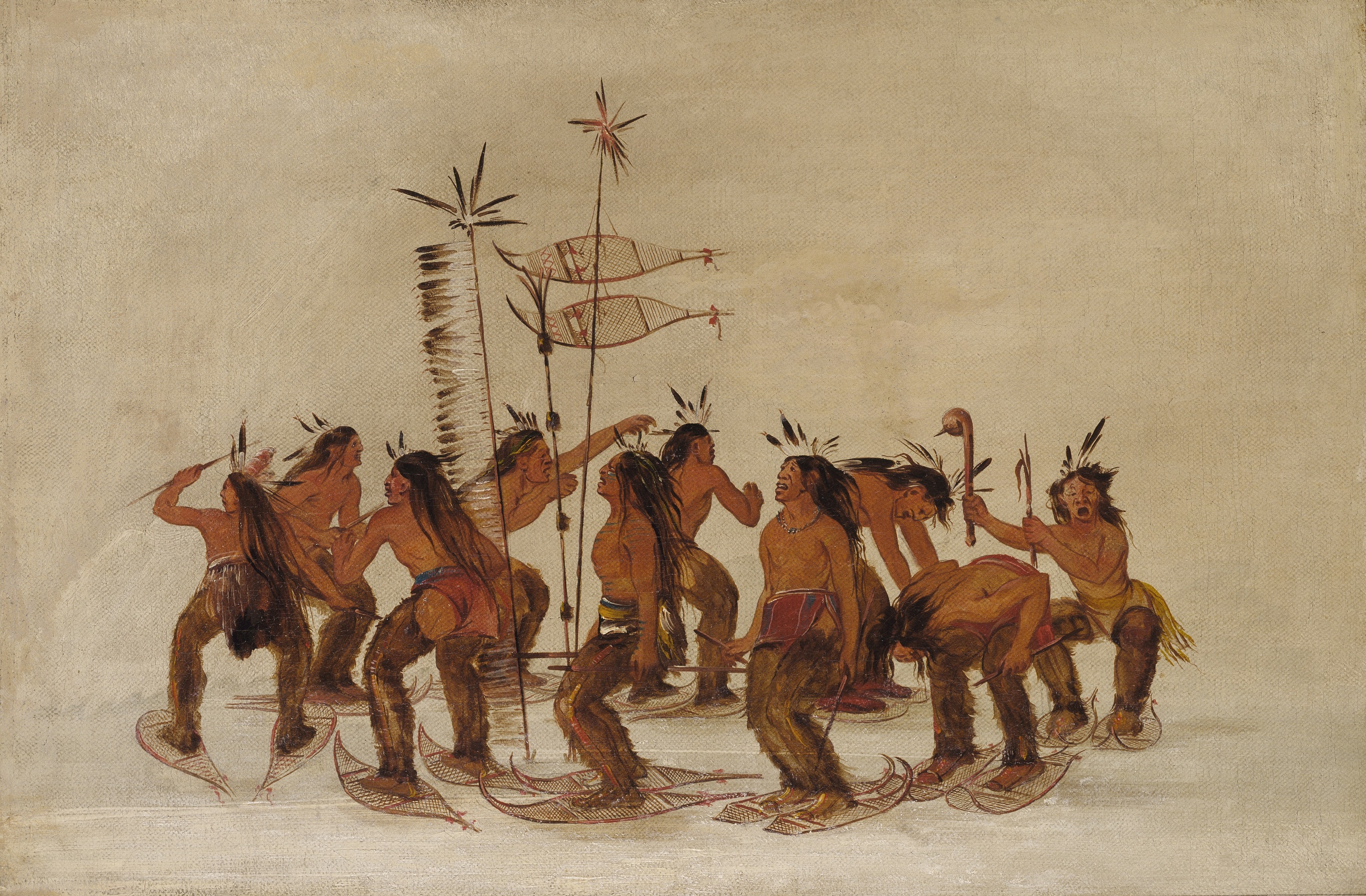 George Catlin, Snowshoe Dance at the First Snowfall