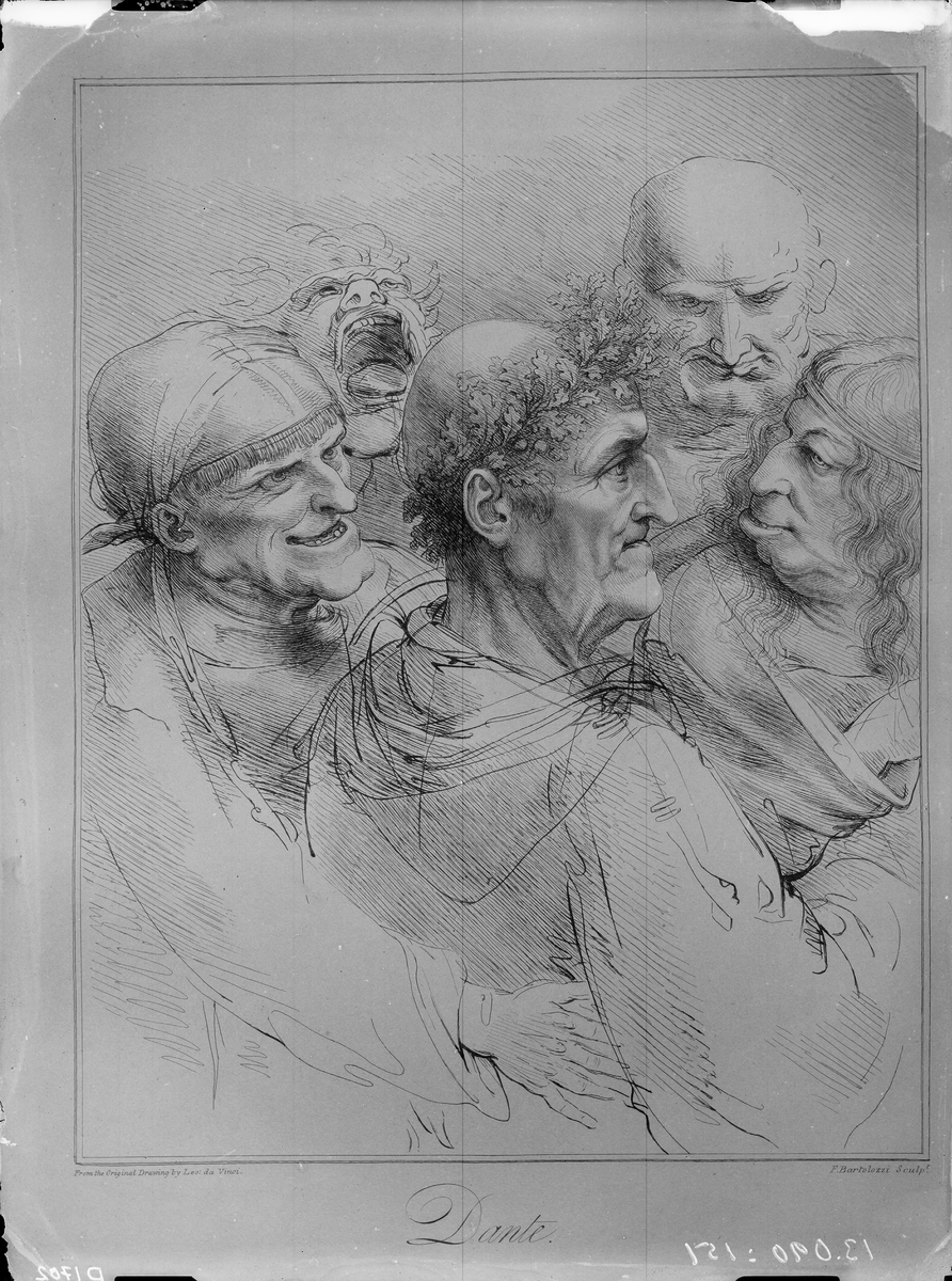 Carl Curman, Konst-Anatomi Michel Angelo. Original finns på National Museum. Typer av Leonardo da Vinci.