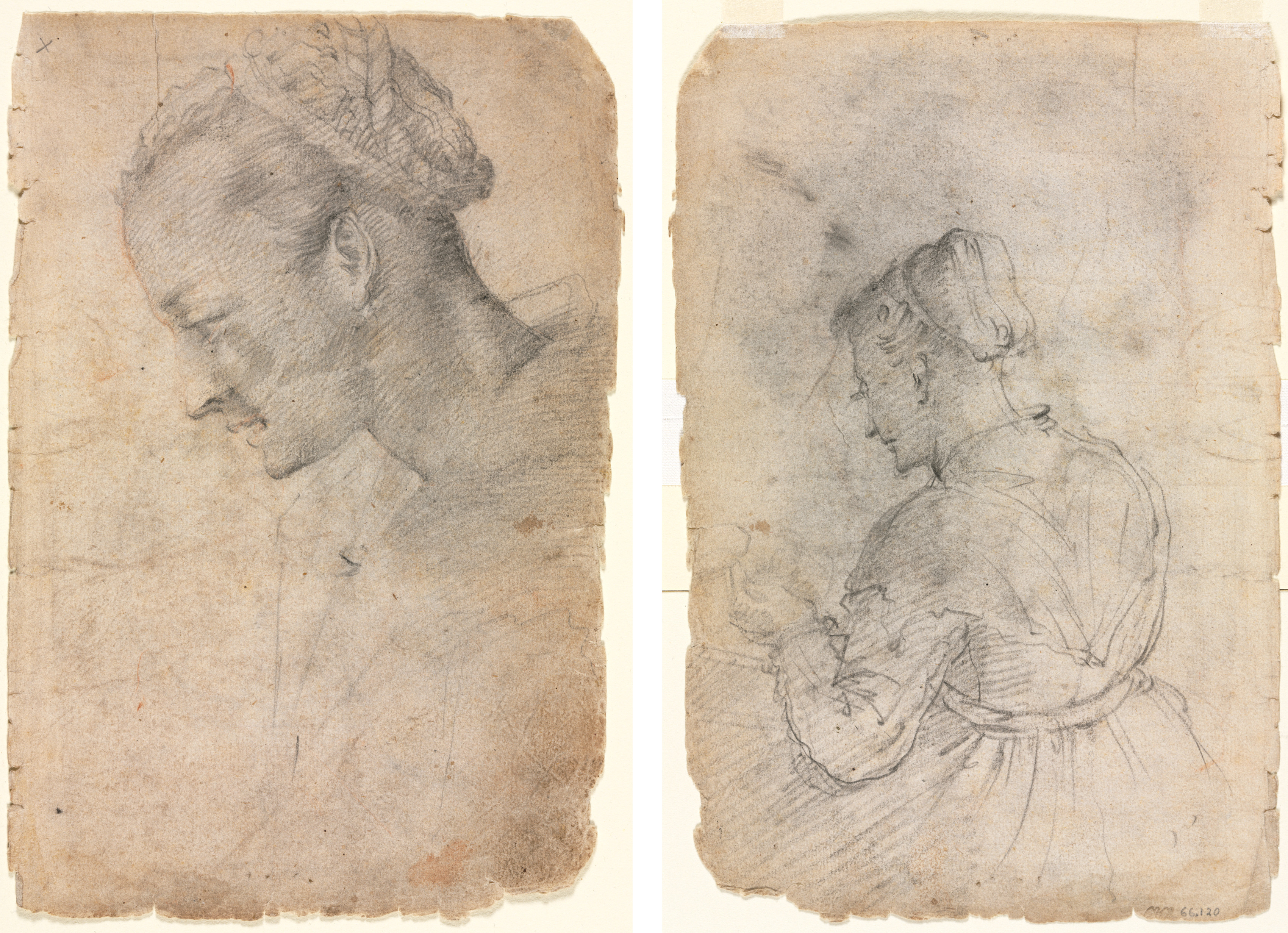 Alessandro Casolani, Profile of a Woman's Head (recto) A Kitchen Maid (verso)