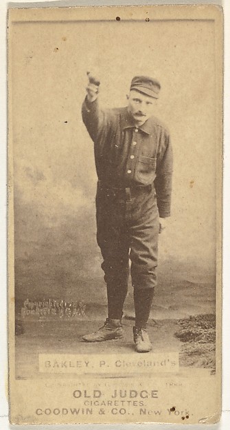 Goodwin & Company, Edward Enoch "Jersey" Bakely, Pitcher, Cleveland, from the Old Judge series (N172) for Old Judge Cigarettes