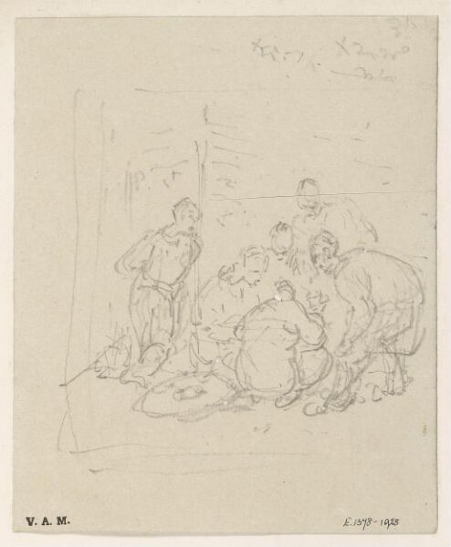 George Chinnery, Five gamblers, with a sixth figure looking on