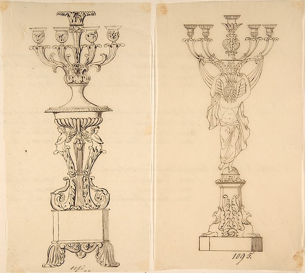 Anonymous, French, 19th century, Designs for Two Candelabras