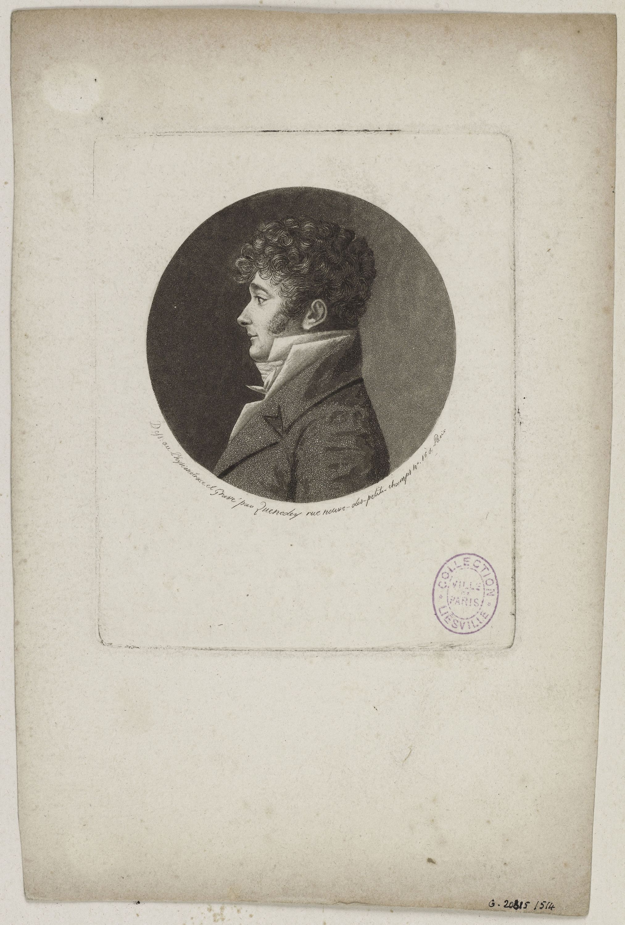 Edmé Quenedey, Portrait d'un homme, fin XVIIIème siècle/début XIXème siècle