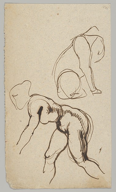 Eugène Delacroix, Studies of a Lion and a Female Nude (recto); Figure Studies (verso)