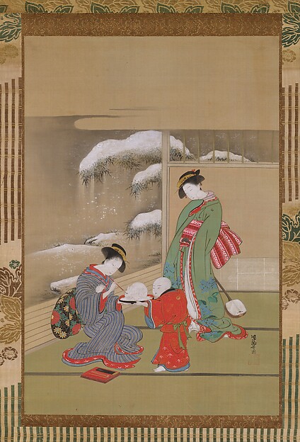 Isoda Koryūsai, Painting the Eyes on a Snow Rabbit
