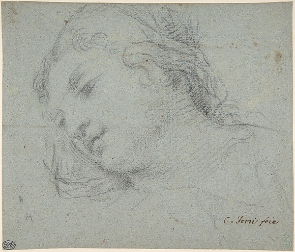 Ciro Ferri, Head of a Woman (recto); Head of a Child, Study of Children's Forearms (verso)
