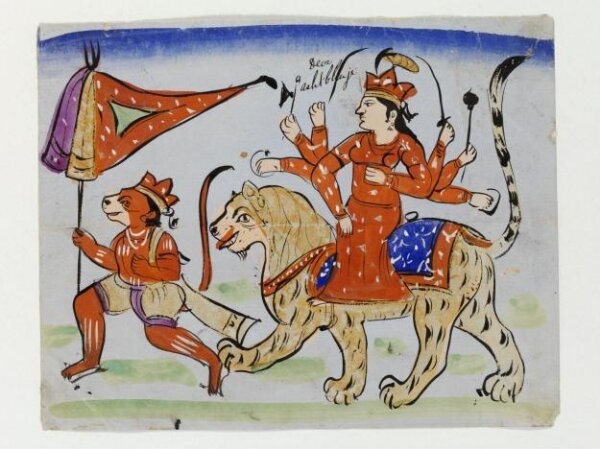 Unknown, Durga and Hanuman