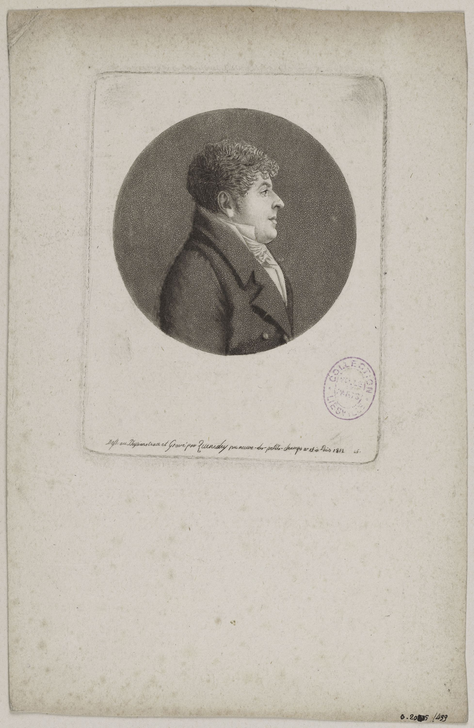 Edmé Quenedey, Portrait d'un homme, fin XVIIIème siècle/début XIXème siècle
