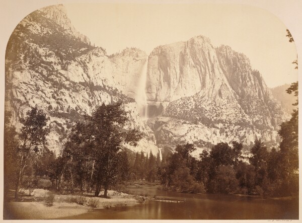 Carleton Watkins, River View, Yo Semite Falls. 2477 ft.