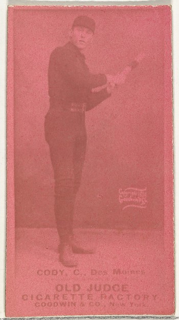 Goodwin & Company, Michael J. Cody, Catcher, Des Moines Prohibitionists, from the Old Judge series (N172) for Old Judge Cigarettes