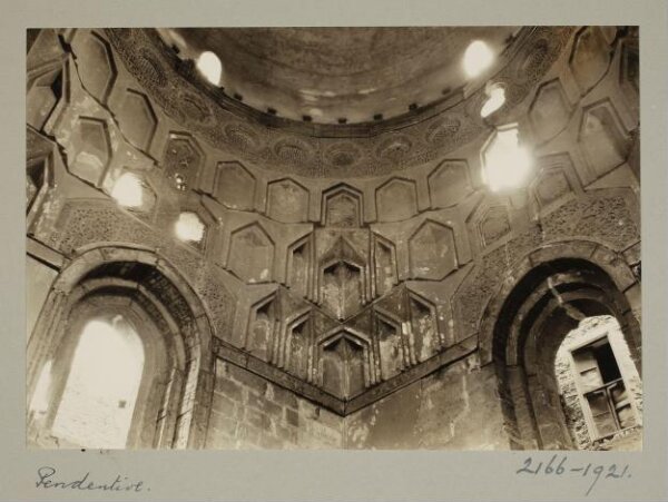 K.A.C. Creswell, Pendentive of dome of the mausoleum of Mamluk Sultan al-Ashraf Khalil under restoration, Cairo