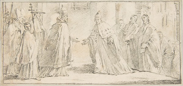 Giovanni Battista Tiepolo, Illustration for a Book:  Meeting Between a Pope and Doge