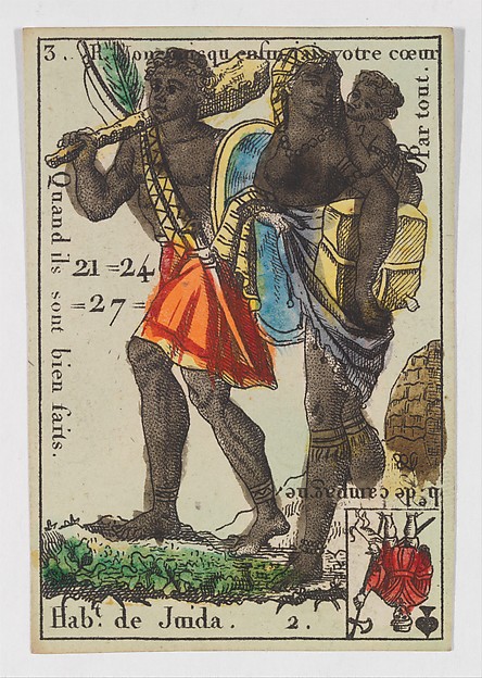 Anonymous, French, 18th century, Hab.t de Juida, from the playing cards (for quartets) "Costumes des Peuples Étrangers"