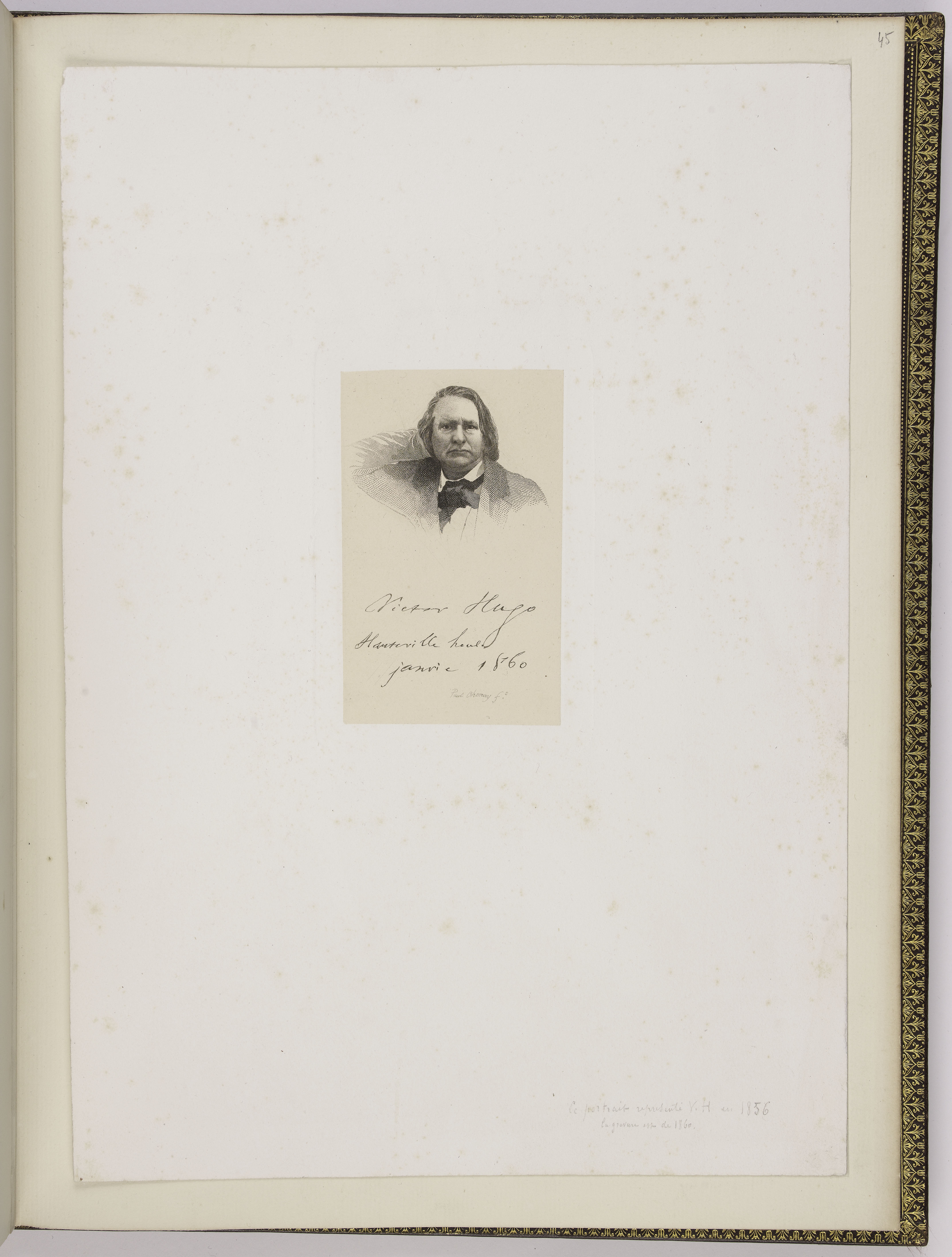 Paul Chenay, Album Chenay folio 45, gravure d'un portrait de Victor Hugo