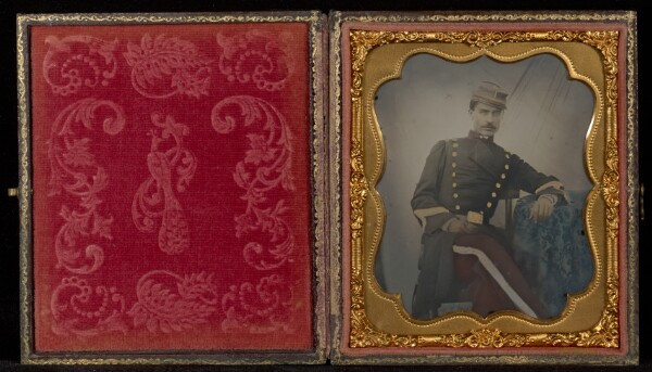 Unknown, [Portrait of a Soldier Seated at a Table]