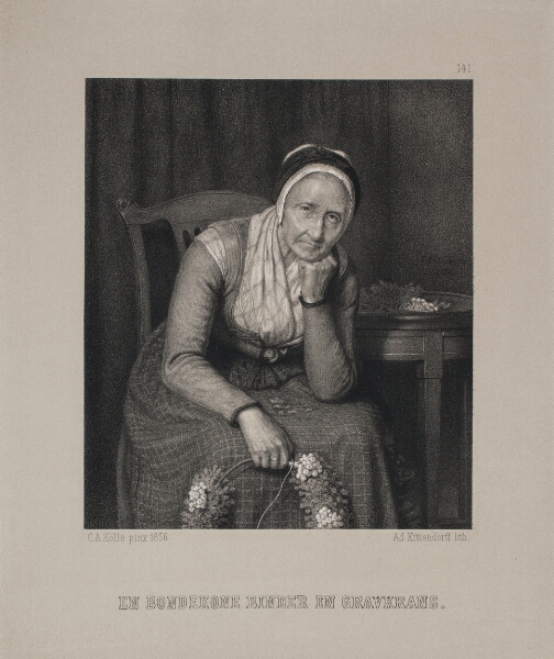 Adolph Kittendorff, En bondekone binder en gravkrans