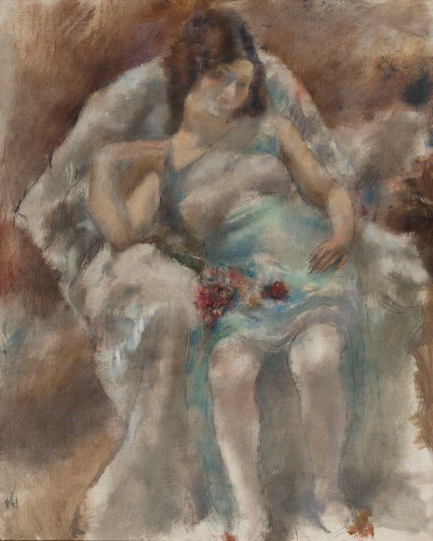 Jules Pascin, Jeune fille assise aux fleurs