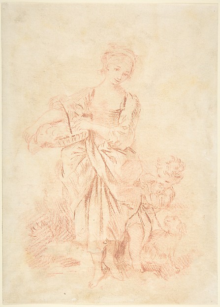 François Boucher, Young Girl with a Boy and a Dog