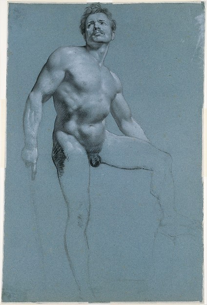 Pierre Paul Prud'hon, Seated Female Nude (recto); Standing Male Nude (verso)