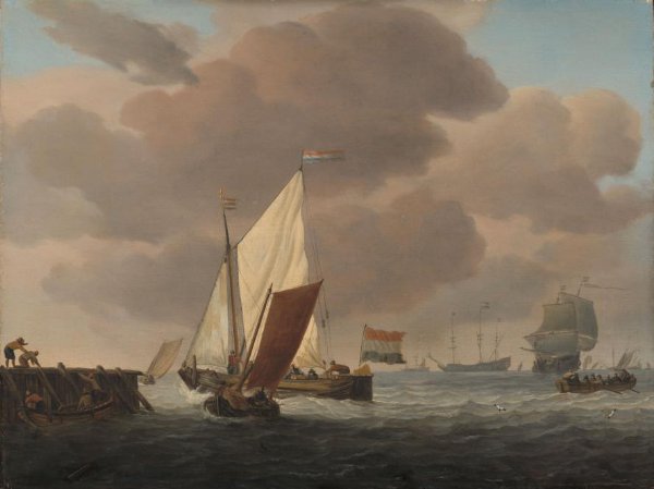 Willem van de Velde (II), Ships near the Coast in windy Weather