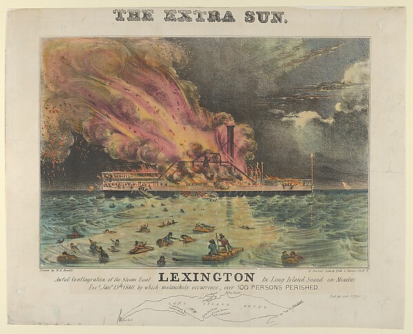 William Keesey Hewitt, Awful Conflagration of the Steam Boat Lexington in Long Island Sound on Monday Eve, January 13th, 1840, by which melancholy occurrence, over 100 Persons Perished