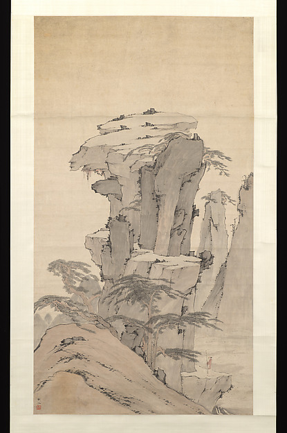 Unidentified artist, Scholar Contemplating Towering Rock