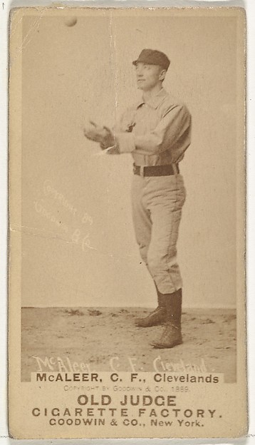 Goodwin & Company, Jimmy "Loafer" McAleer, Center Field, Cleveland, from the Old Judge series (N172) for Old Judge Cigarettes