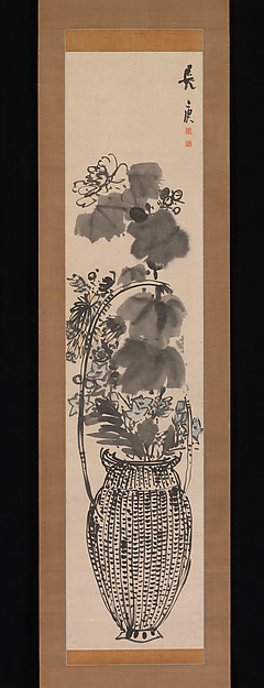 Yosa Buson, Autumn Flowers in a Bamboo Basket
