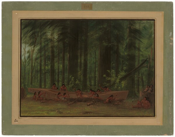 George Catlin, Excavating a Canoe - Nayas Indians