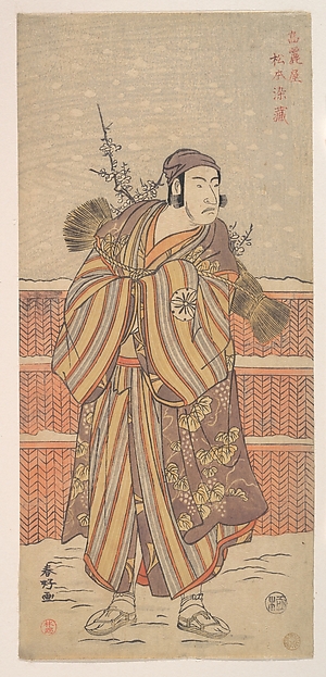 Katsukawa Shunkō, Matsumoto Sumezō as a Man in Winter Attire Standing in the Snow