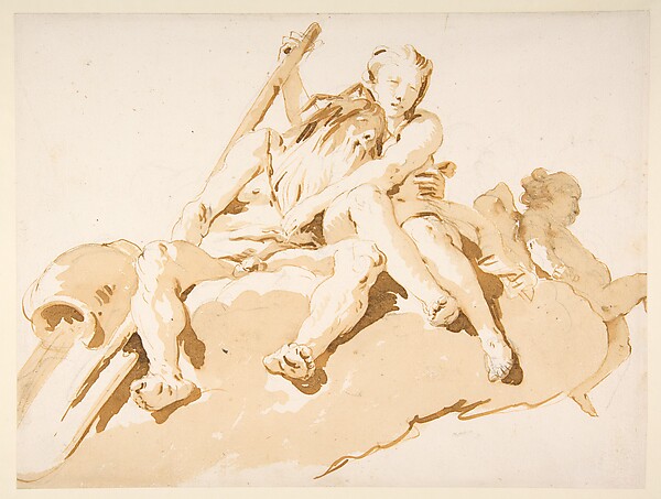 Giovanni Battista Tiepolo, Seated River God, Nymph with an Oar, and Putto