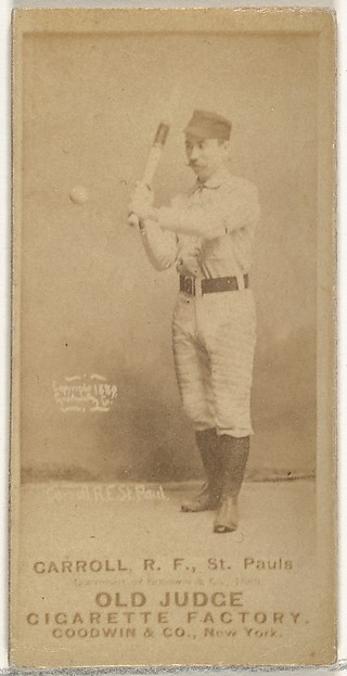 Goodwin & Company, John E. "Scrappy" Carroll, Right Field, St. Paul Apostles, from the Old Judge series (N172) for Old Judge Cigarettes