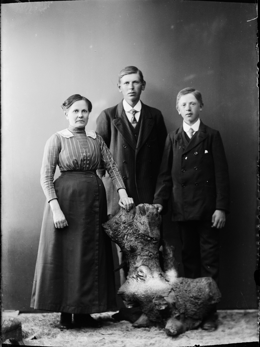 Skötsner-Edhlund, Ateljéporträtt - kvinna, ung man och pojke, Östhammar, Uppland