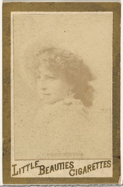 Allen & Ginter, Maggie Mitchell, from the Actresses and Celebrities series (N60, Type 1) promoting Little Beauties Cigarettes for Allen & Ginter brand tobacco products