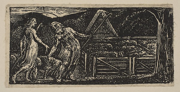 William Blake, Thenot and Colinet Lead Their Flocks Together, from Thornton's "Pastorals of Virgil"