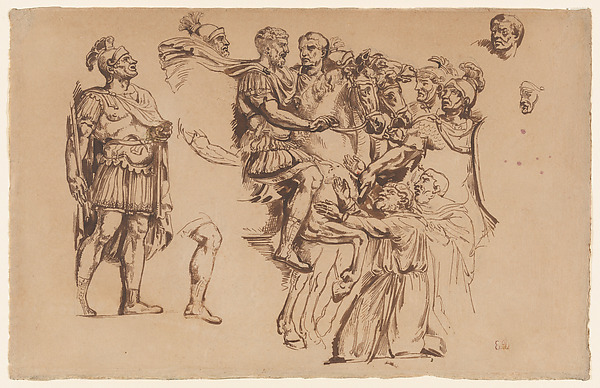 Eugène Delacroix, Marcus Aurelius Surrounded by Horsemen, Soldiers, and Prisoners