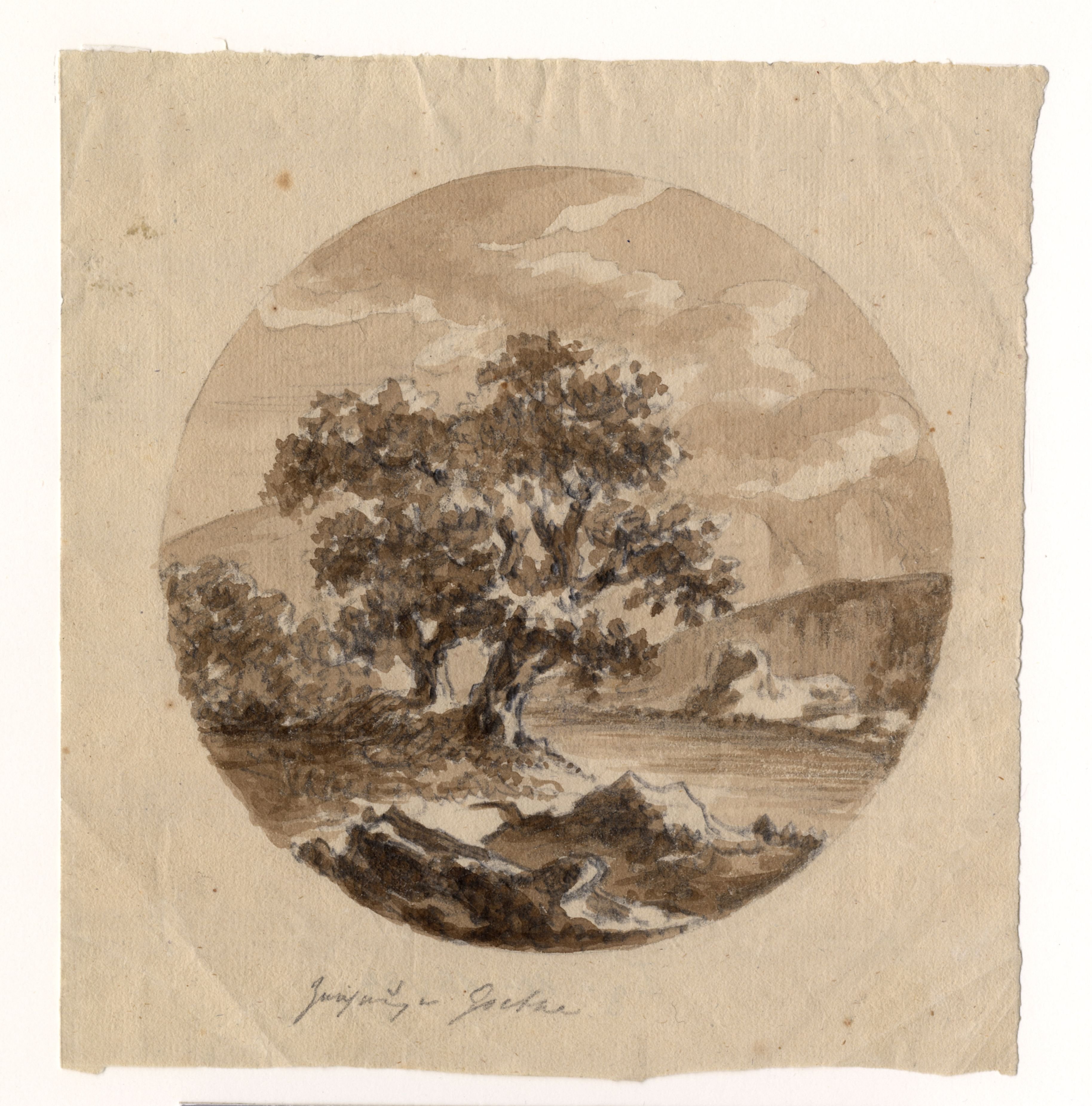Johann Wolfgang von Goethe, Flusslandschaft mit Baumgruppe