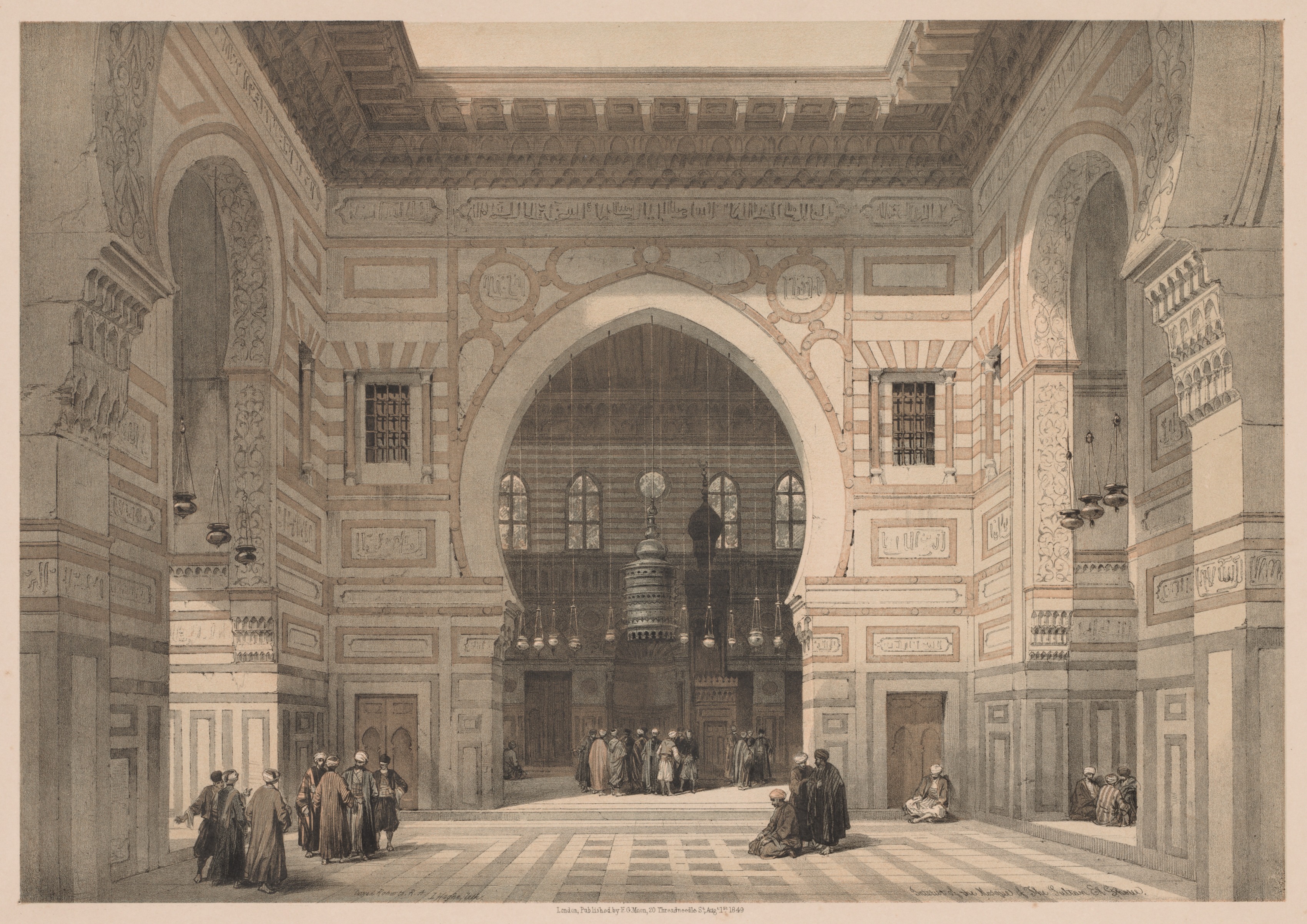 Louis Haghe, Egypt and Nubia:  Volume III - No. 36, Interior of the Mosque of the Sultan El Ghoree