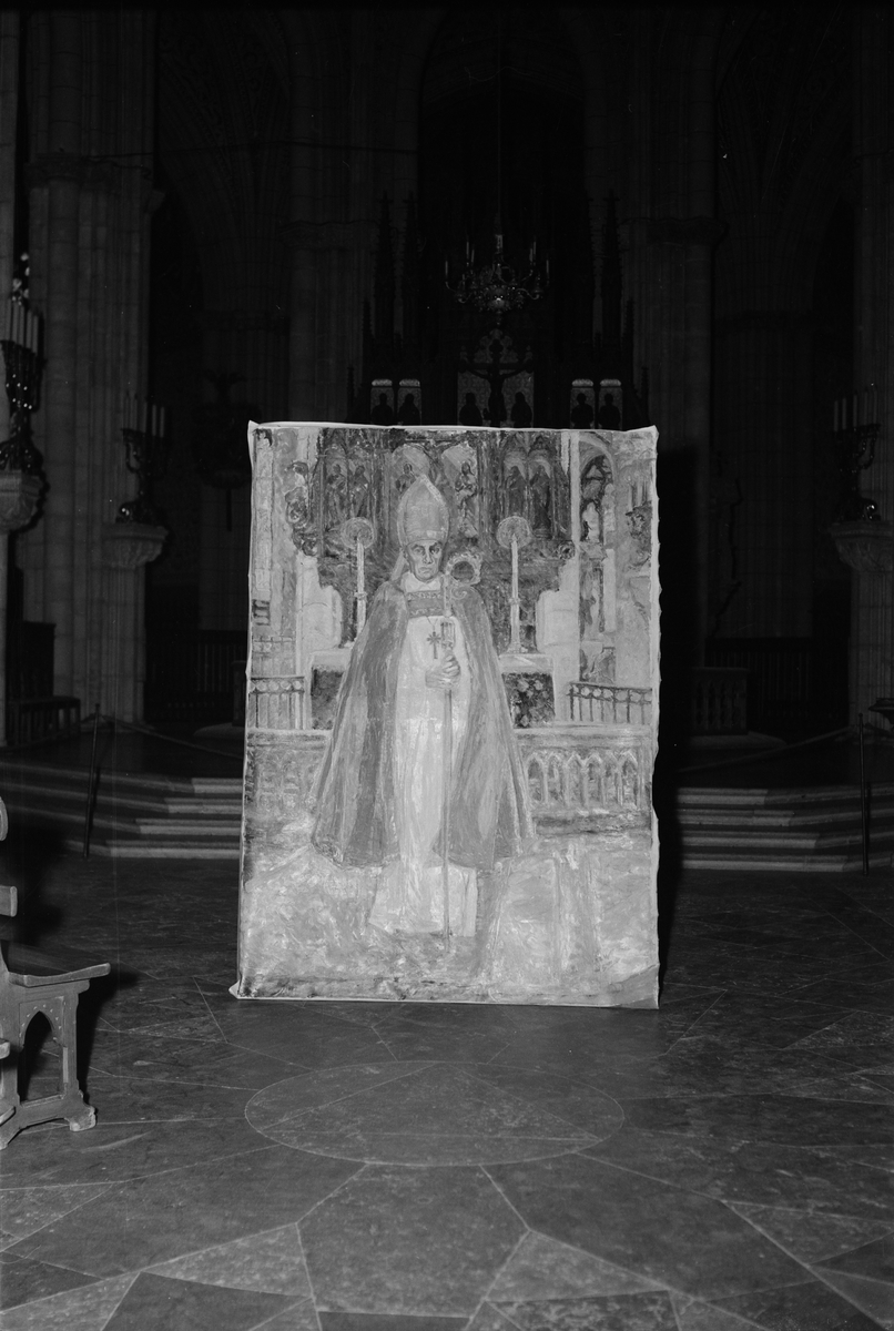 Uppsala-Bild, Målning föreställande ärkebiskop Yngve Brilioth, Uppsala domkyrka 1952