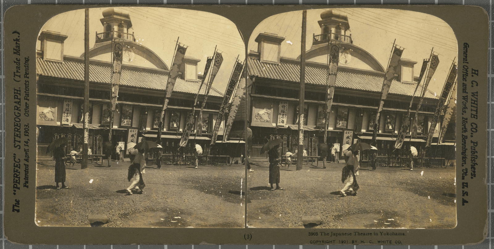 Desconegut, The Japanese Theatre in Yokohama Justificació del títol, títol inscrit White, H.C. & Co., The "Perfec" Stereograph